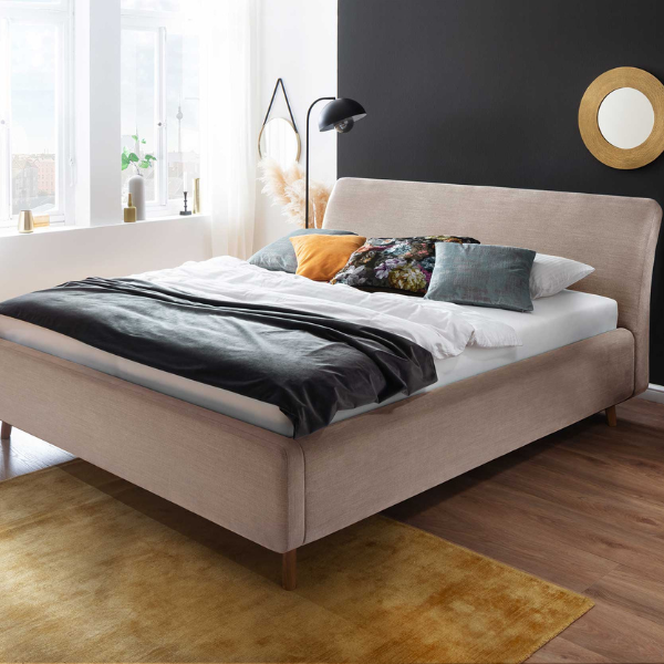 Lit double Cézanne 160x200cm avec espace de rangement - beige