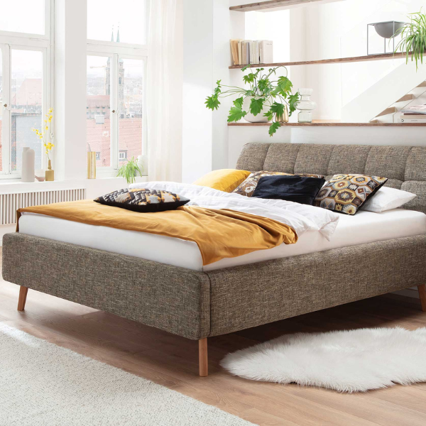 Lit capitonné Cézanne 180x200cm avec espace de rangement - kaki