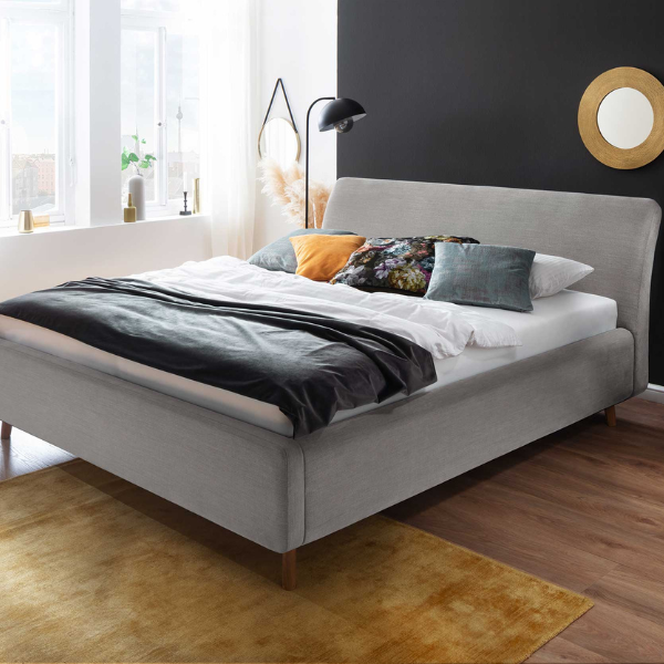 Lit double Cézanne 180x200cm avec espace de rangement - gris