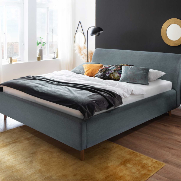 Lit double Cézanne 160x200cm avec espace de rangement - bleu