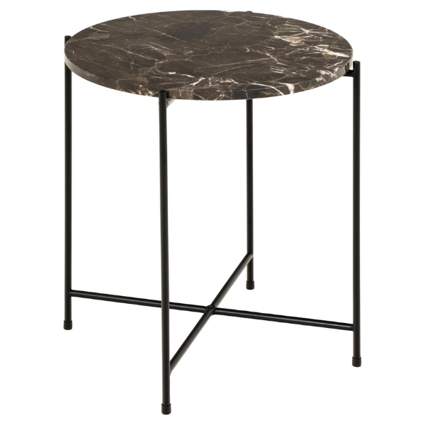 Table d'appoint Avila Ø42 cm - marbre brun/noir