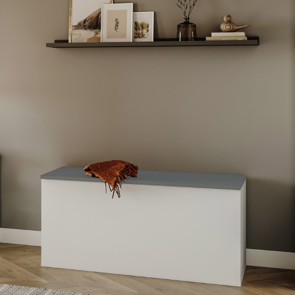 Banc Knox avec rangement - blanc/gris celadon