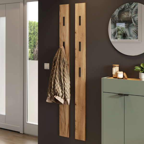 Porte-manteau mural Amika 3 crochets - décor chêne