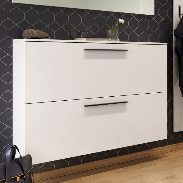 Armoire à chaussures Jonas 140cm avec deux portes - blanc