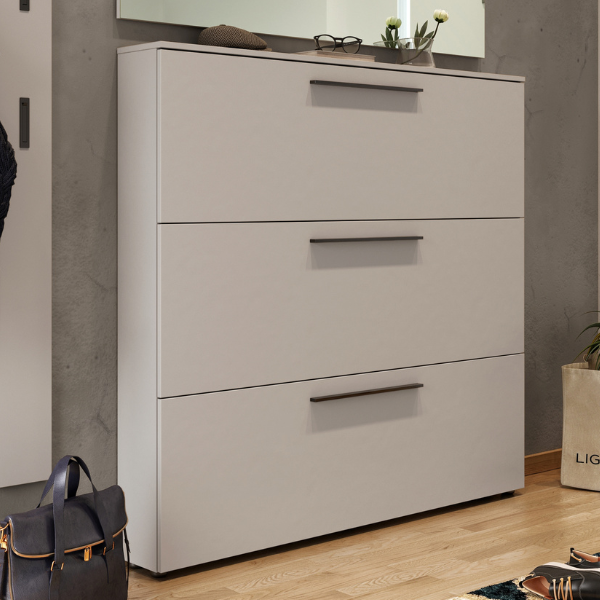Armoire à chaussures Jonas 140cm avec trois portes - beige cachemire