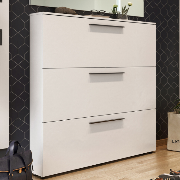 Armoire à chaussures Jonas 140cm avec trois portes - blanc