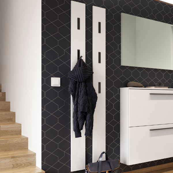 Porte-manteau mural Jonas avec trois crochets - blanc