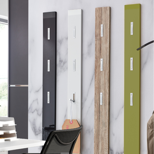 Porte-manteau mural Clucas avec 3 crochets - noir brillant