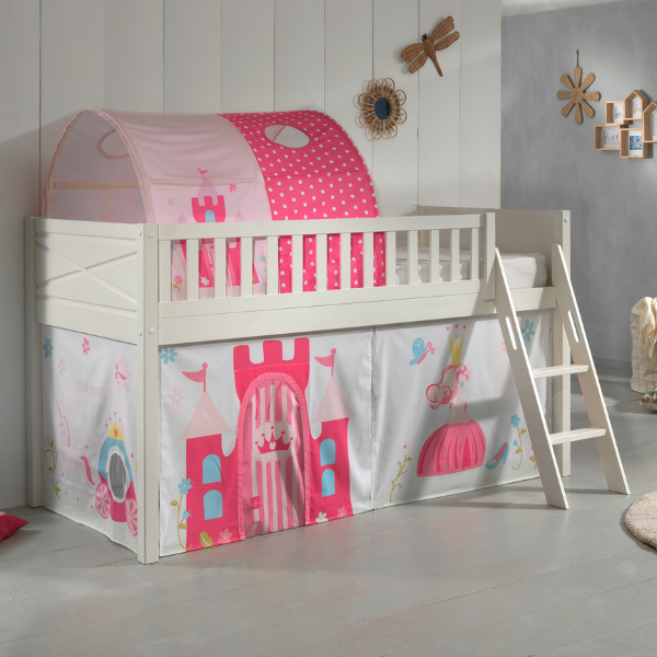 Lit mi-hauteur Scottie 90x200 cm Princesse 1-blanc