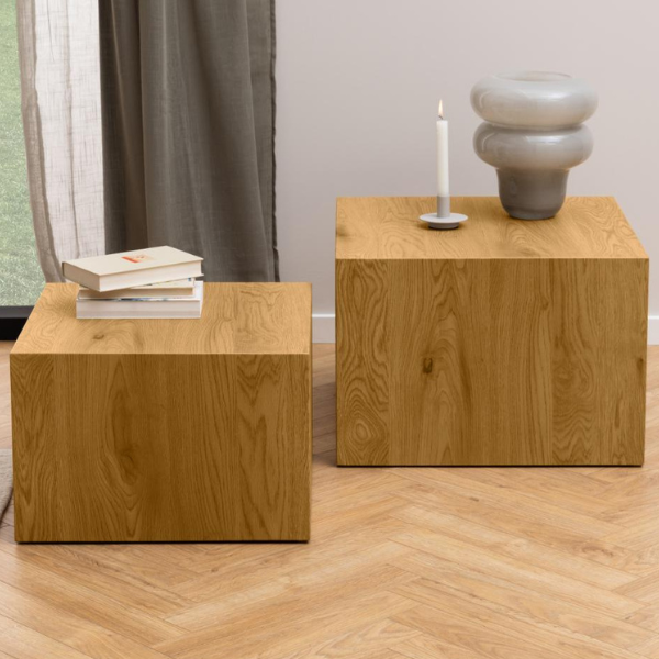 Ensemble de tables basses Dice (2pcs, 58x58x40cm) - chêne sauvage