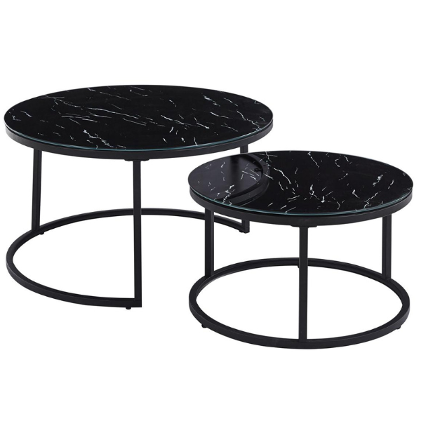 Lot de Tables basses Boston Décor Marbre Noir