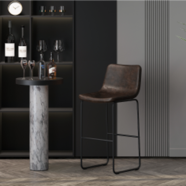 Tabouret de bar Mancia en PU marron foncé - Tapis vintage en PU - 99x48x56 cm