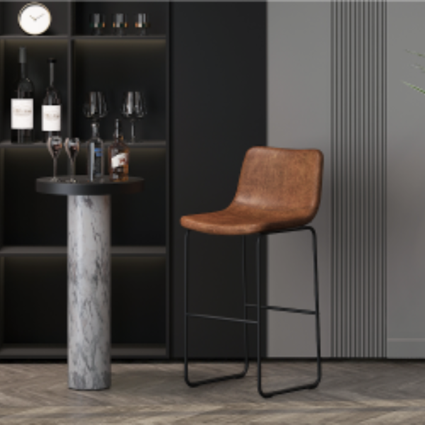 Tabouret de bar Mancia PU Cognac 99x48x56 cm- Style vintage