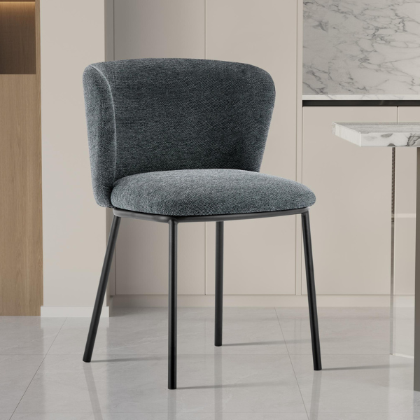 Chaise Arthur en tissu gris foncé | pieds en métal | 76x52x54cm