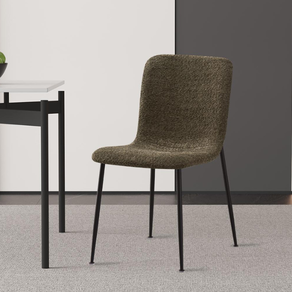 Chaise Alice Bouclé Vert | Pieds Métal | H81.5xB42xD57cm