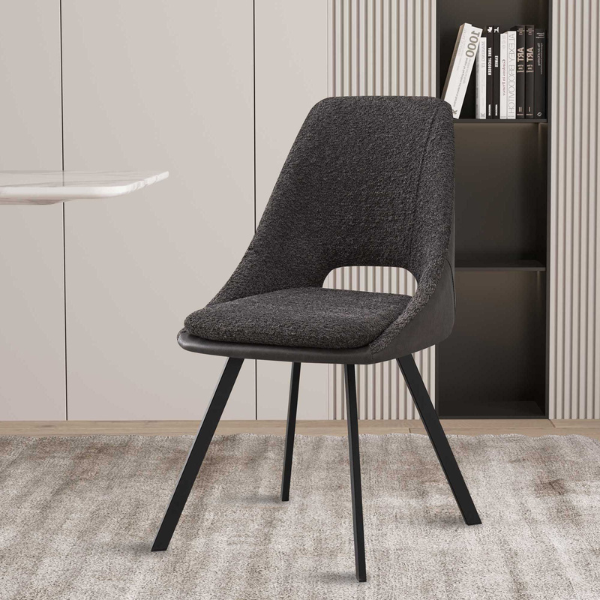 Chaise 'Filou' Bouclé gris | tapisserie PU gris - 85x48x56cm