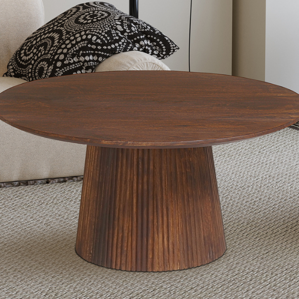 Table basse ronde Miguel 80cm brun clair