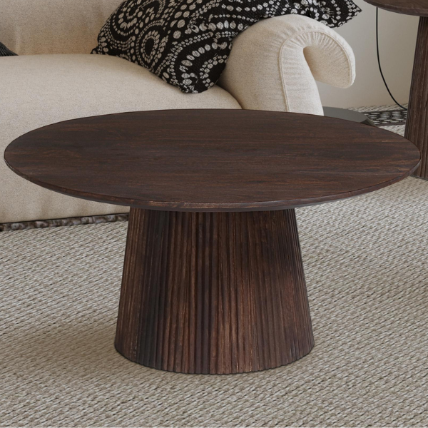 Table basse ronde Miguel 80cm brun foncé