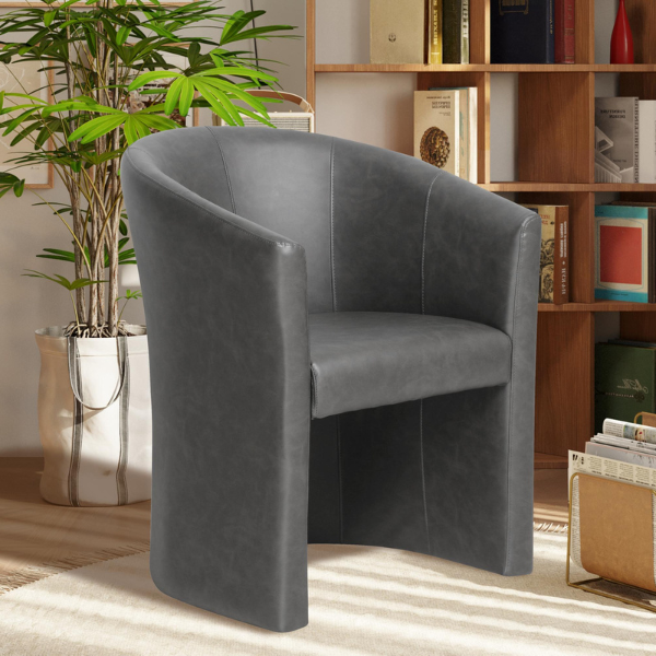 Chaise coquille Charlie en PU gris foncé - H-H 81 x B-L 64 x D-P 62 cm