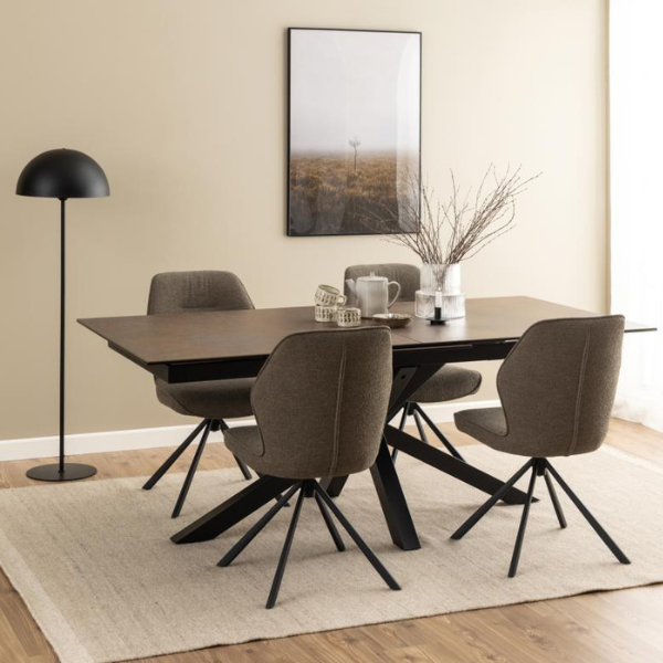 Table de salle à manger rectangulaire Heaven - 240x100x76 cm - Céramique/brun