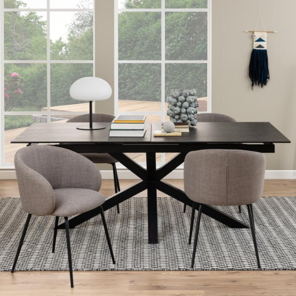 Table de salle à manger à rallonge Fairbanks - 240x11x76 cm - Céramique/noir