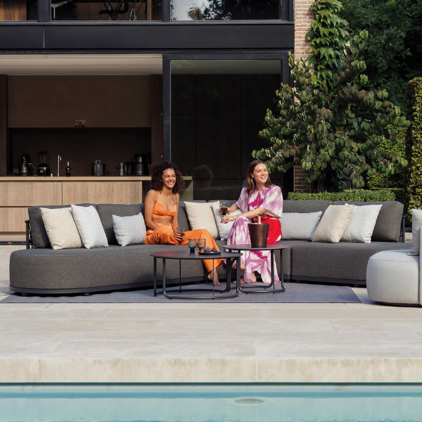 Ensemble de jardin Lagos | Banc deux places, banc d'angle, banc une place, table basse | Charcoal design