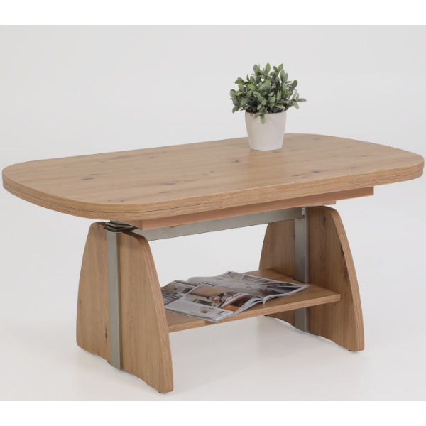 Table basse Vienna 108/157x67x52/71 cm-chêne artisanal