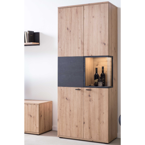 Vitrine Atnalta 80x40 cm-Artisan/bois brûlé