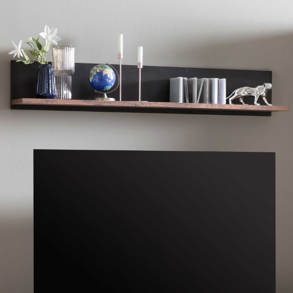 Etagère murale Atnalta 135x22 cm-Bois ancien/noir