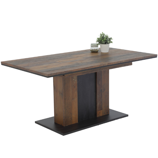 Table de salle à manger Atnalta 160/210x90 cm-Bois ancien/bois brûlé