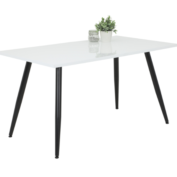 Table de salle à manger Annieke 140x80 cm-blanc brillant