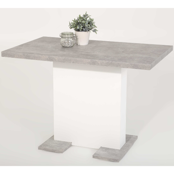 Table de salle à manger Brigitta 110/150x70 cm-béton/blanc