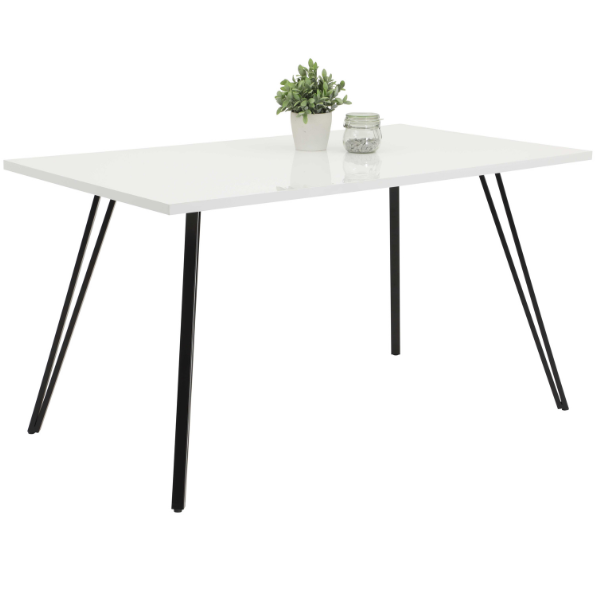 Table de salle à manger Jenna 140x80 cm-blanc brillant