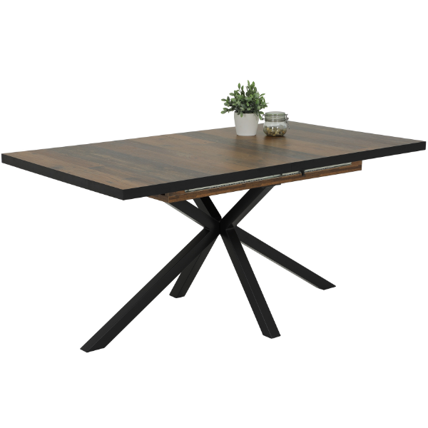 Table de salle à manger à rallonge Louma-Bois ancien/noir