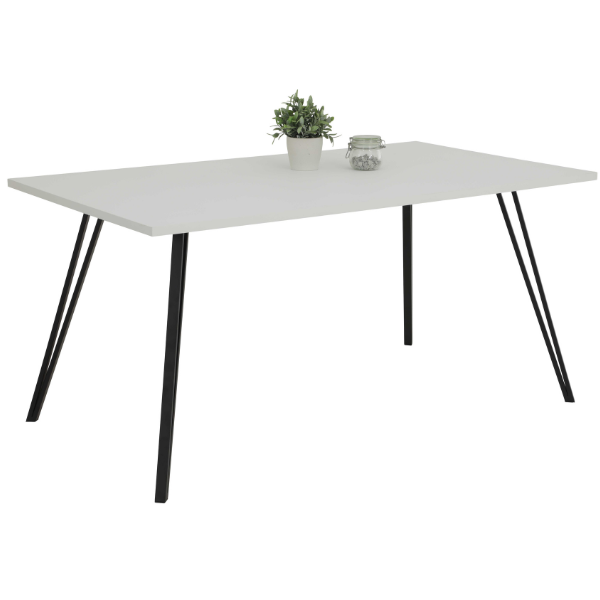 Table de salle à manger Riema 160x90 cm-blanc mat/noir