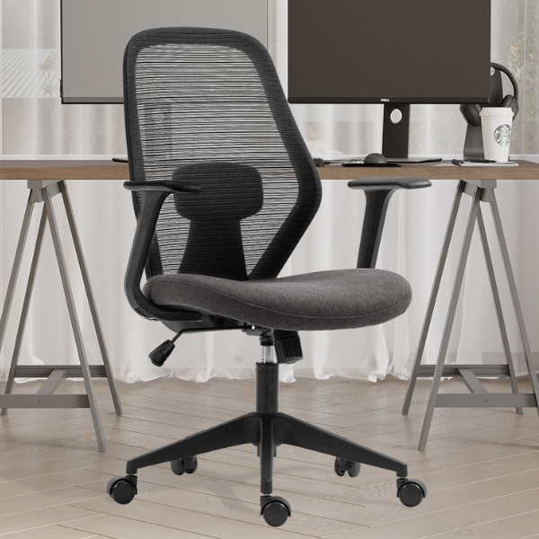 Chaise de bureau Claude | réglable | maille | noir/gris