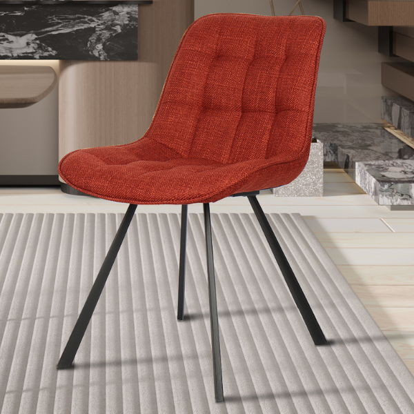 Chaise de salle à manger Ariba avec pieds métalliques - rouge