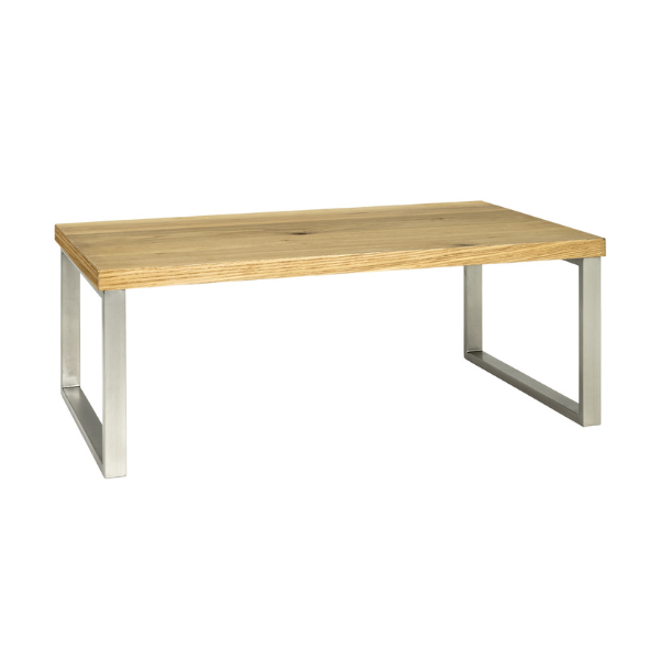 Structure de table basse en acier inoxydable - 100x60x38 cm - Marron/MDF