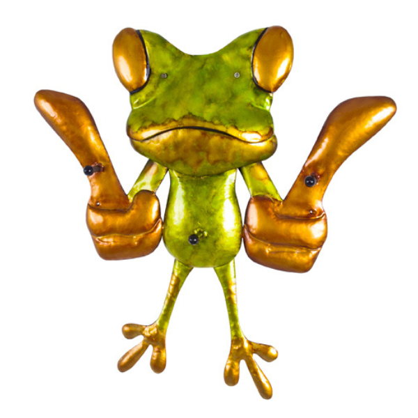 Porte-manteau grenouille - 48x8x50 cm - Vert/métal