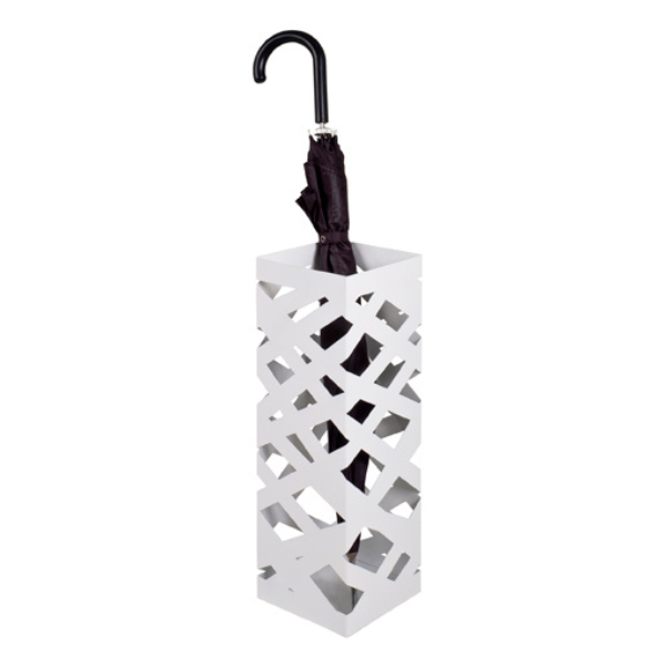 Porte-parapluies Pamela - 16x16x48 cm - Blanc/métal