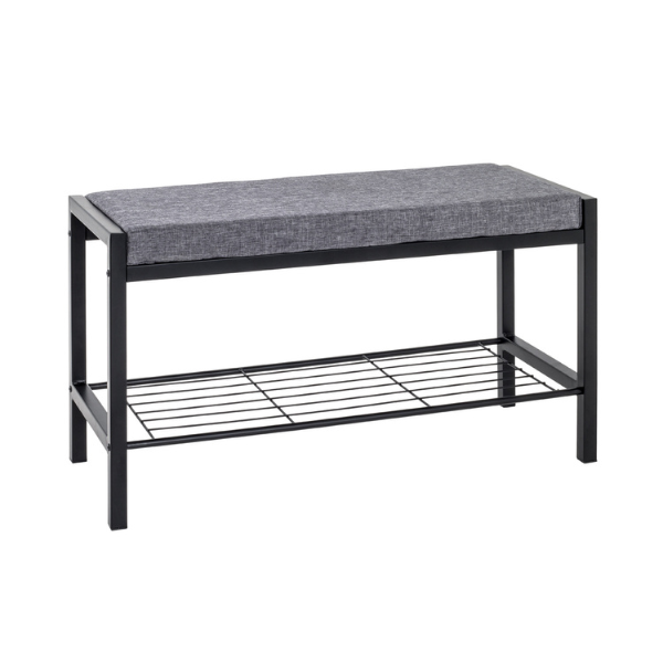 Banc à chaussures Steven - 80x32x48 cm - tissu PET/noir