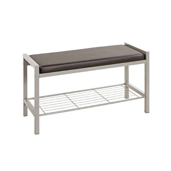 Banc à chaussures Steven - 80x32x48 cm - Cuir synthétique/blanc