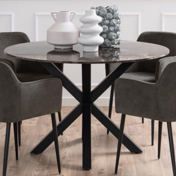 Table de salle à manger ronde Hennie Ø 120cm - marbre brun