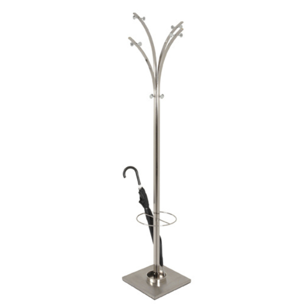 Porte-manteau Koen avec porte-parapluie - 45x45x187 cm - Acier/brillant