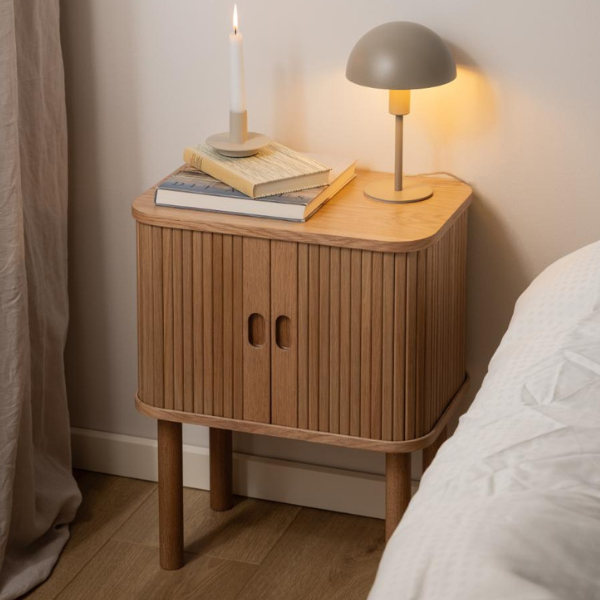 Table de chevet Langley avec rangement - placage de chêne