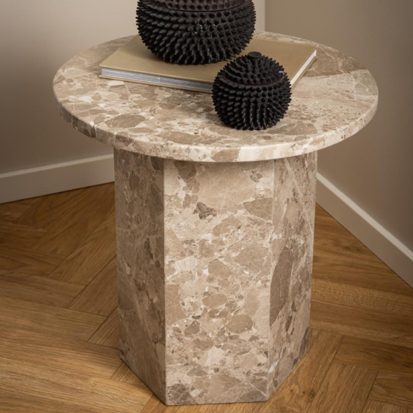 Table d'appoint Naxos Ø50x50 cm - marbre brun