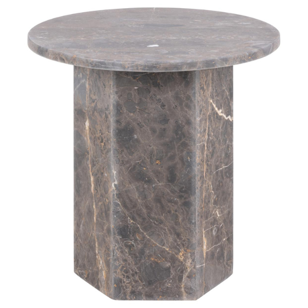 Table d'appoint Naxos Ø50x50 cm - marbre brun foncé