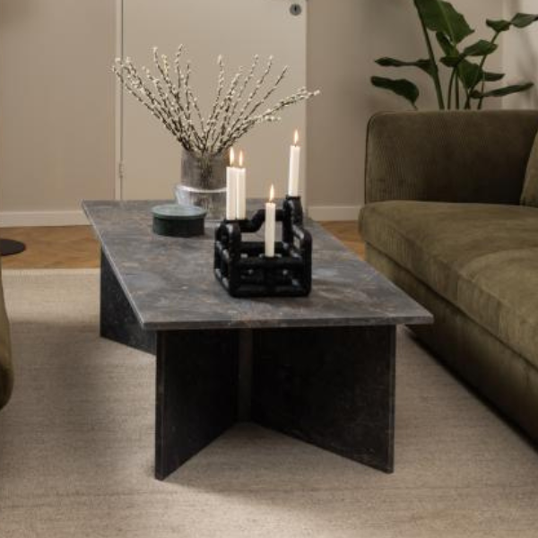 Table basse Vega - 140x70x42cm - marbre brun foncé