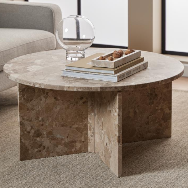 Table basse Vega - Ø90x42 cm - marbre brun