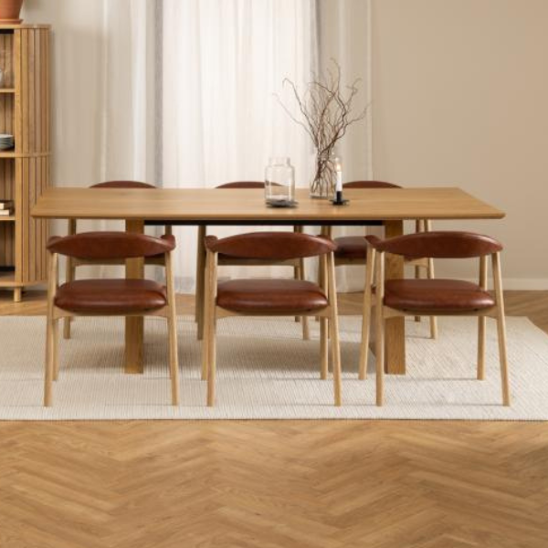 Table de salle à manger rectangulaire Colima 210x100x75 cm - chêne sauvage